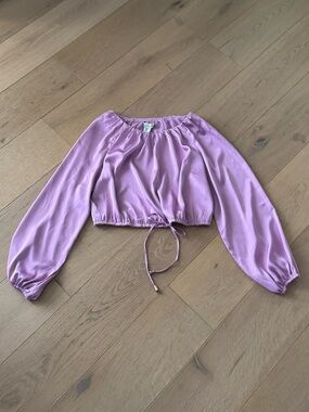 RACHEL ZOE Lavender Long Sleeve Satin Top Size Medium